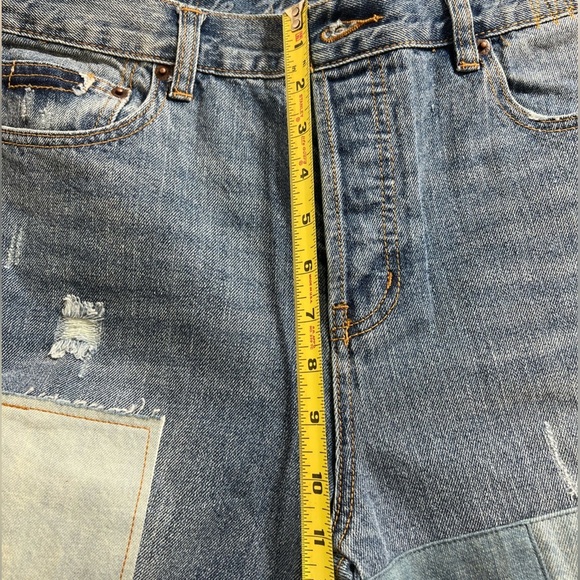 NWOT We The Free People Patchwork Distressed Button Fly Boho ankle jeans 29 - Picture 8 of 8